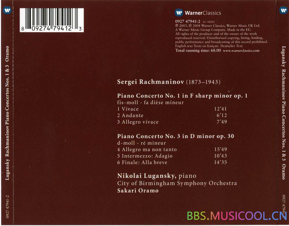 (分享)拉赫玛尼诺夫：钢琴协奏曲全集 - 尼克莱·卢冈斯基 &amp;amp; 萨卡里·欧拉莫 分享,拉赫玛尼诺夫,钢琴,钢琴协奏曲,协奏曲, 5526