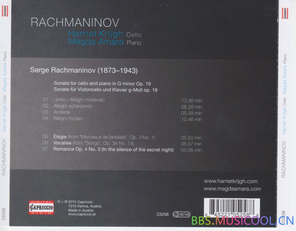 (分享)拉赫玛尼诺夫：大提琴音乐 - 哈里特·克里杰 &amp;amp; 玛格达·阿玛拉 分享,拉赫玛尼诺夫,诺夫,大提琴,音乐, 5609